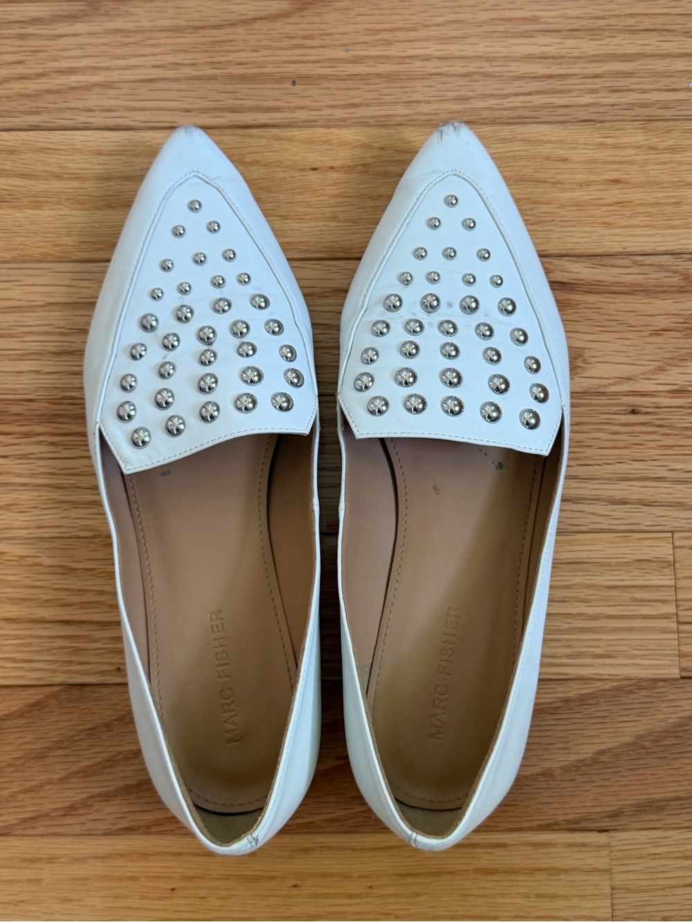 Marc Fisher Studded Flats - White